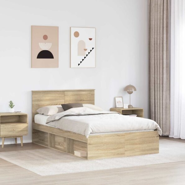 vidaXL Rám postele Sonoma 120 x 190 cm Kompozitné drevo – Obrázok 3