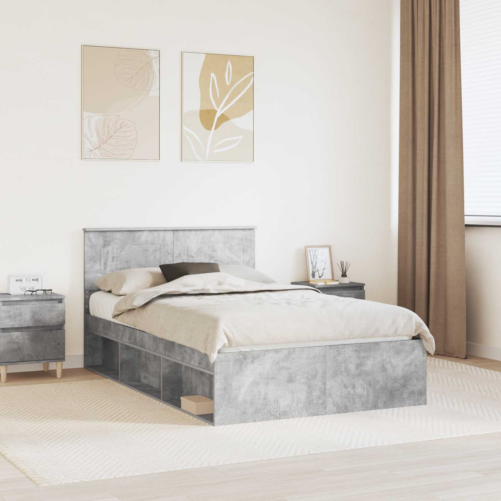 3407898_1.jpg vidaXL Rám postele Betónová 120 x 190 cm Kompozitné drevo – Obrázok 1