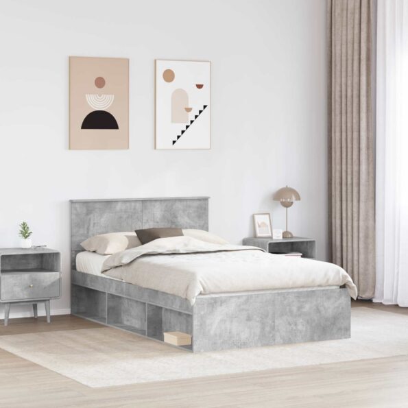 vidaXL Rám postele Betónová 120 x 190 cm Kompozitné drevo – Obrázok 3