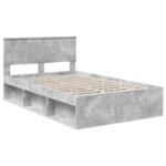 vidaXL Rám postele Betónová 120 x 190 cm Kompozitné drevo – Obrázok 4