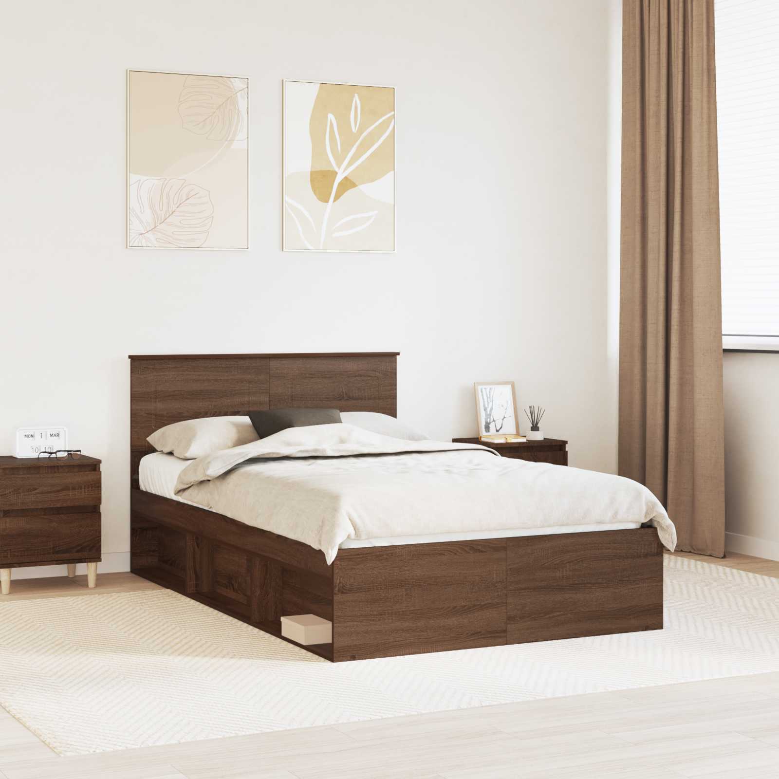 3407910_1.jpg vidaXL Rám postele Hnedý dub 120 x 200 cm Kompozitné drevo – Obrázok 1