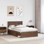 vidaXL Rám postele Hnedý dub 120 x 200 cm Kompozitné drevo – Obrázok 3