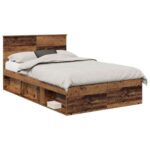vidaXL Rám postele Staré drevo 120 x 200 cm Kompozitné drevo – Obrázok 2