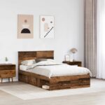 vidaXL Rám postele Staré drevo 120 x 200 cm Kompozitné drevo – Obrázok 3