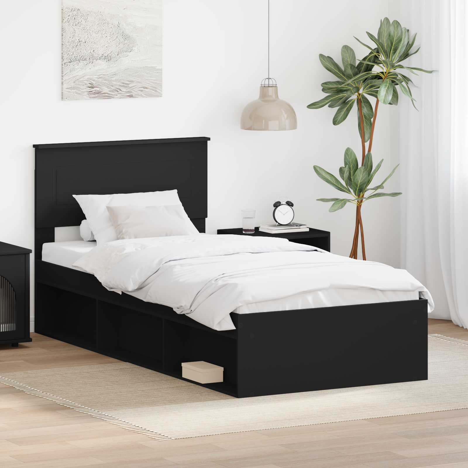 3407914_1.jpg vidaXL Rám postele Čierna 100 x 200 cm Kompozitné drevo – Obrázok 1