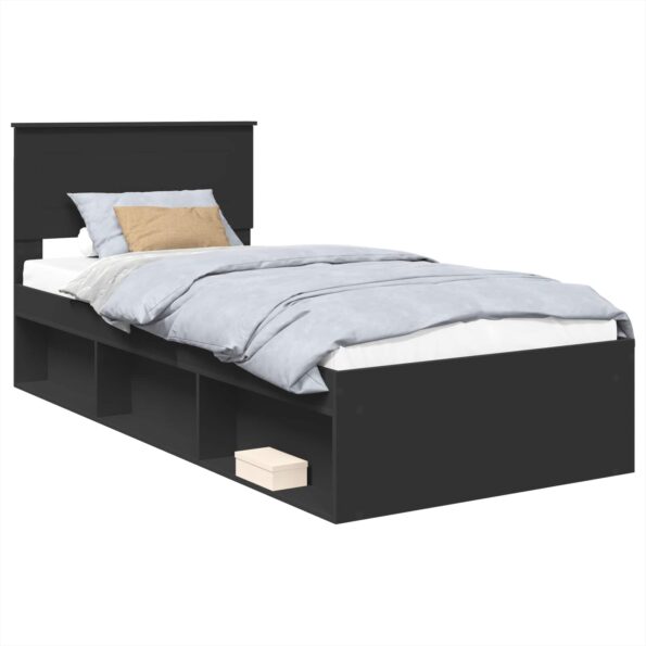 vidaXL Rám postele Čierna 100 x 200 cm Kompozitné drevo – Obrázok 2