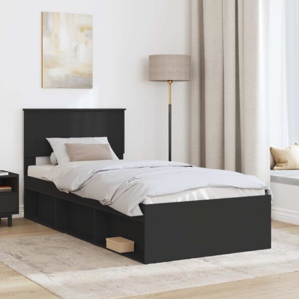 vidaXL Rám postele Čierna 100 x 200 cm Kompozitné drevo – Obrázok 3