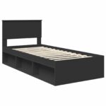 vidaXL Rám postele Čierna 100 x 200 cm Kompozitné drevo – Obrázok 4