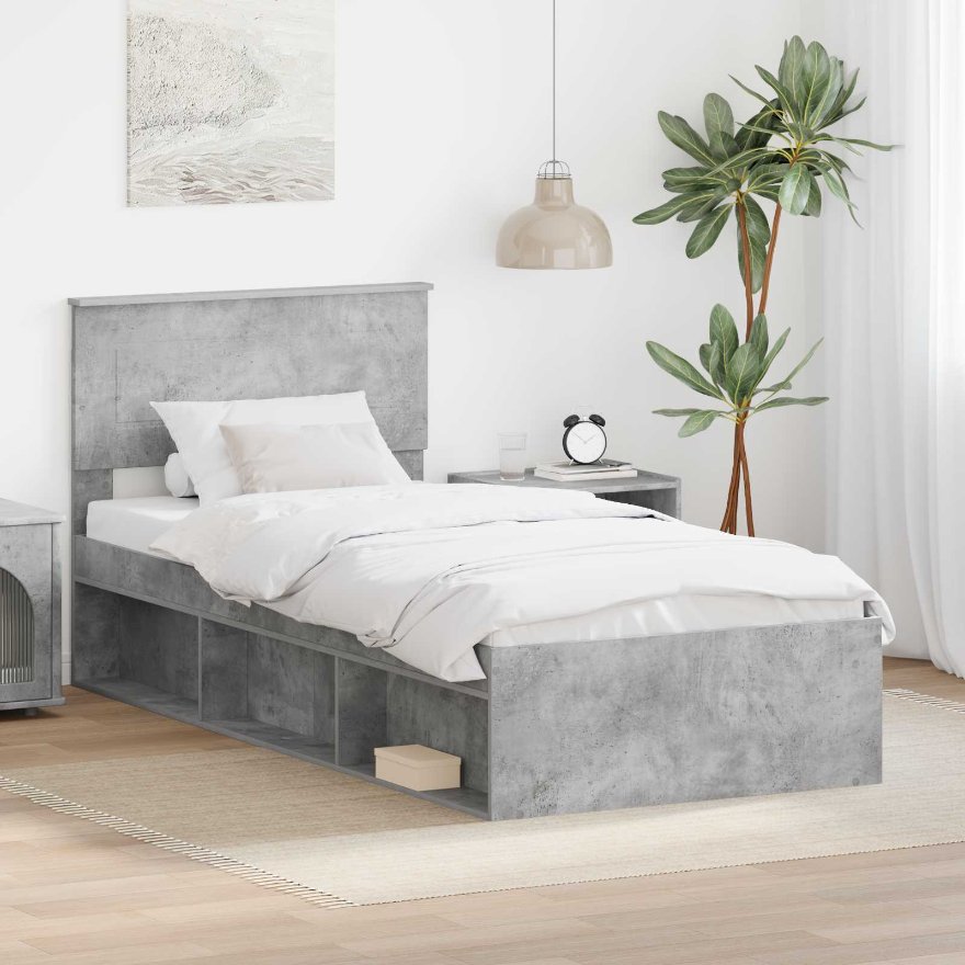 3407916_1.jpg vidaXL Rám postele Betónová šedá 100 x 200 cm Kompozitné drevo – Obrázok 1