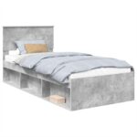 vidaXL Rám postele Betónová šedá 100 x 200 cm Kompozitné drevo – Obrázok 2