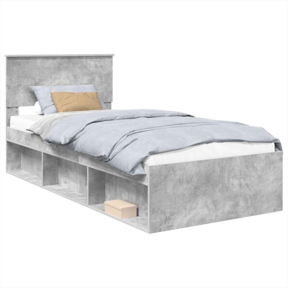 vidaXL Rám postele Betónová šedá 100 x 200 cm Kompozitné drevo – Obrázok 2
