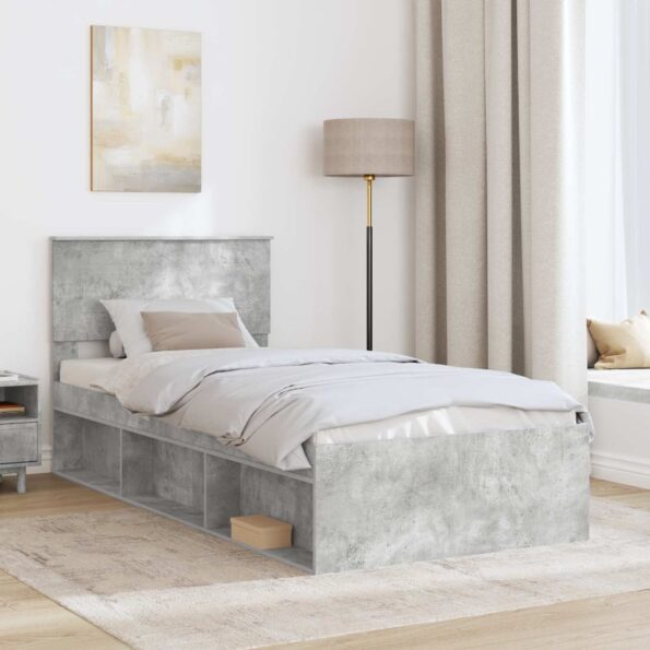vidaXL Rám postele Betónová šedá 100 x 200 cm Kompozitné drevo – Obrázok 3