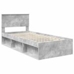 vidaXL Rám postele Betónová šedá 100 x 200 cm Kompozitné drevo – Obrázok 4
