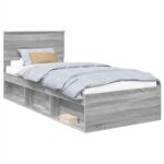 vidaXL Rám postele Sivý Sonoma 100 x 200 cm Kompozitné drevo – Obrázok 2