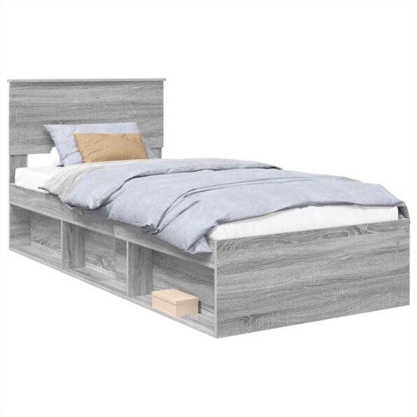 vidaXL Rám postele Sivý Sonoma 100 x 200 cm Kompozitné drevo – Obrázok 2