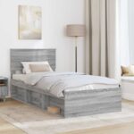 vidaXL Rám postele Sivý Sonoma 100 x 200 cm Kompozitné drevo – Obrázok 3