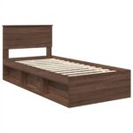 vidaXL Rám postele Hnedý dub 100 x 200 cm Kompozitné drevo – Obrázok 4