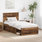 vidaXL Rám postele Staré drevo 100 x 200 cm Kompozitné drevo
