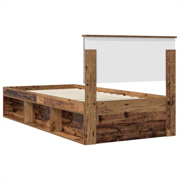 vidaXL Rám postele Staré drevo 100 x 200 cm Kompozitné drevo – Obrázok 9