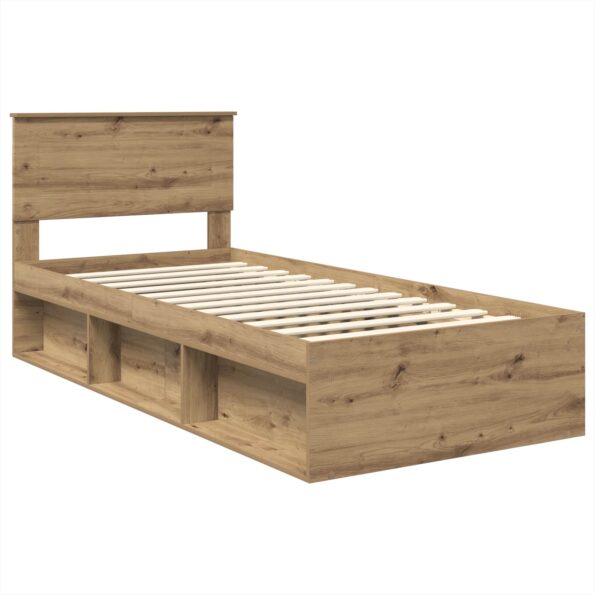vidaXL Rám postele Remeselnícky dub 100 x 200 cm Kompozitné drevo – Obrázok 4