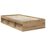 vidaXL Rám postele Remeselnícky dub 100 x 200 cm Kompozitné drevo – Obrázok 5