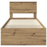 vidaXL Rám postele Remeselnícky dub 100 x 200 cm Kompozitné drevo – Obrázok 7