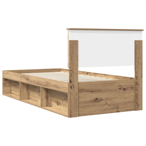 vidaXL Rám postele Remeselnícky dub 100 x 200 cm Kompozitné drevo – Obrázok 9