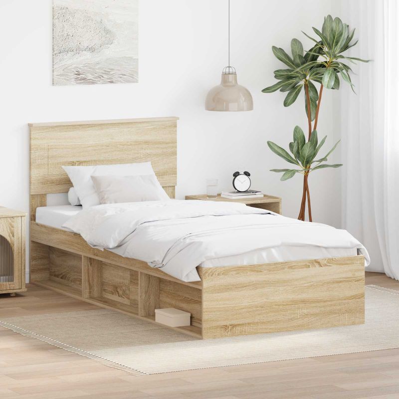 3407933_1.jpg vidaXL Rám postele Sonoma dub 90 x 200 cm Kompozitné drevo – Obrázok 1