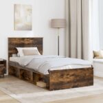 vidaXL Rám postele Dymová dub 90 x 200 cm Kompozitné drevo – Obrázok 3