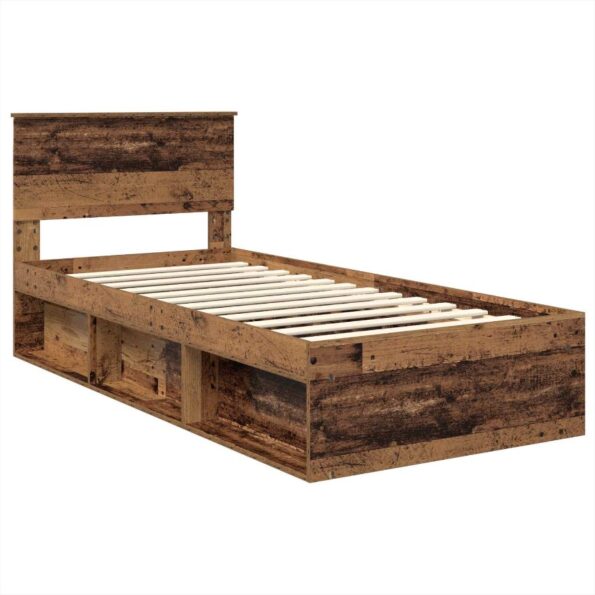 vidaXL Rám postele Staré drevo 90 x 200 cm Kompozitné drevo – Obrázok 4