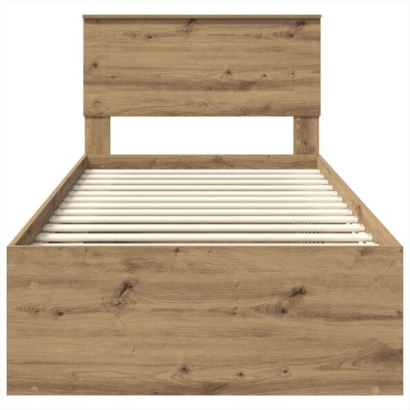 vidaXL Rám postele Remeselnícky dub 75 x 190 cm Kompozitné drevo – Obrázok 7