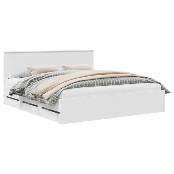 vidaXL Rám postele so zásuvkou Biela 200 x 200 cm Inžinierske drevo – Obrázok 2