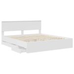 vidaXL Rám postele so zásuvkou Biela 200 x 200 cm Inžinierske drevo – Obrázok 5