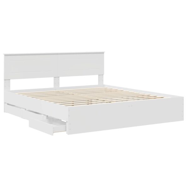 vidaXL Rám postele so zásuvkou Biela 200 x 200 cm Inžinierske drevo – Obrázok 5