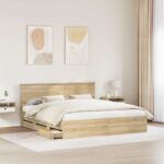 vidaXL Rám postele Sonoma dub 200 x 200 cm Inžinierske drevo – Obrázok 3