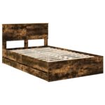 vidaXL Rám postele Dymová dub 135 x 190 cm Inžinierske drevo – Obrázok 4