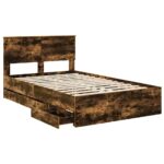 vidaXL Rám postele Dymová dub 120 x 190 cm Inžinierske drevo – Obrázok 5