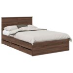 vidaXL Rám postele Hnedý dub 120 x 190 cm Inžinierske drevo – Obrázok 2