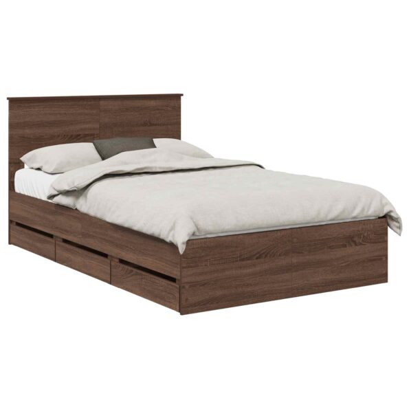 vidaXL Rám postele Hnedý dub 120 x 190 cm Inžinierske drevo – Obrázok 2