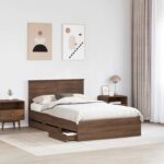 vidaXL Rám postele Hnedý dub 120 x 190 cm Inžinierske drevo – Obrázok 3