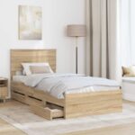 vidaXL Rám postele Sonoma dub 75 x 190 cm Inžinierske drevo – Obrázok 3