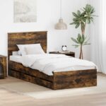 vidaXL Rám postele Dymová dub 75 x 190 cm Inžinierske drevo