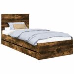 vidaXL Rám postele Dymová dub 75 x 190 cm Inžinierske drevo – Obrázok 2