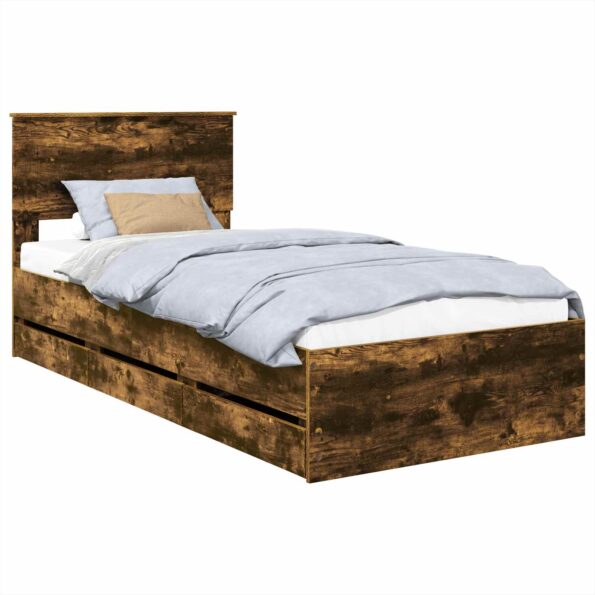 vidaXL Rám postele Dymová dub 75 x 190 cm Inžinierske drevo – Obrázok 2
