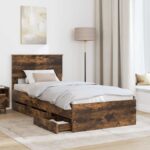vidaXL Rám postele Dymová dub 75 x 190 cm Inžinierske drevo – Obrázok 3