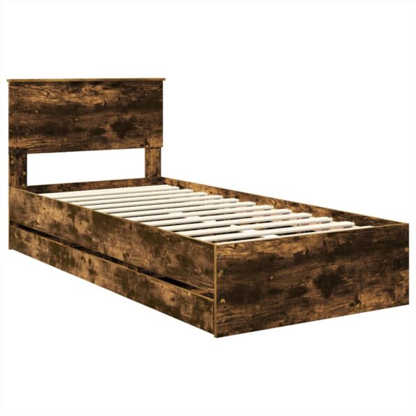 vidaXL Rám postele Dymová dub 75 x 190 cm Inžinierske drevo – Obrázok 4
