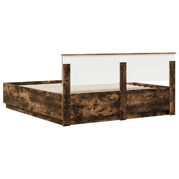 vidaXL Rám postele Dymová dub 200 x 200 cm Kompozitné drevo – Obrázok 10