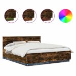 vidaXL Rám postele Dymová dub 200 x 200 cm Kompozitné drevo – Obrázok 2