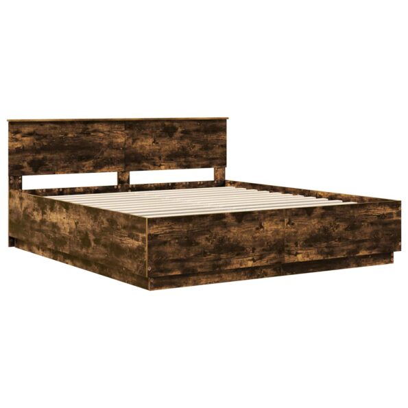 vidaXL Rám postele Dymová dub 200 x 200 cm Kompozitné drevo – Obrázok 5