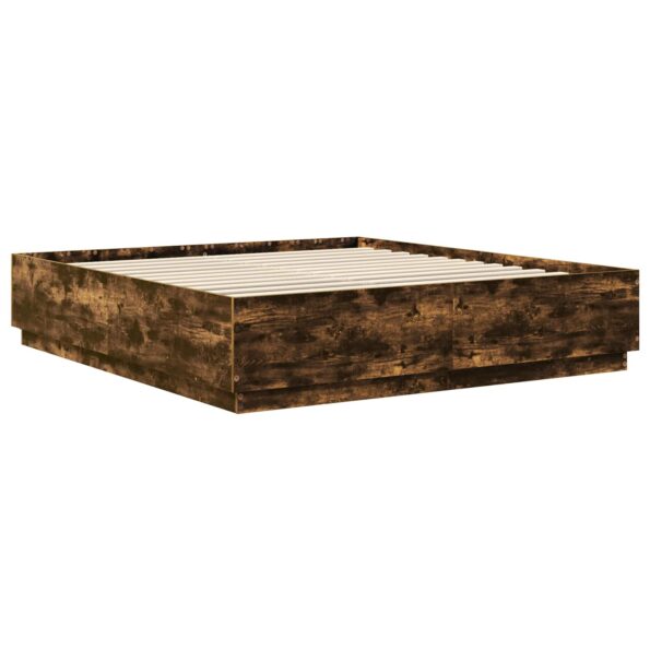 vidaXL Rám postele Dymová dub 200 x 200 cm Kompozitné drevo – Obrázok 6